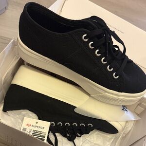 Superga Women's Black Canvas Sneakers